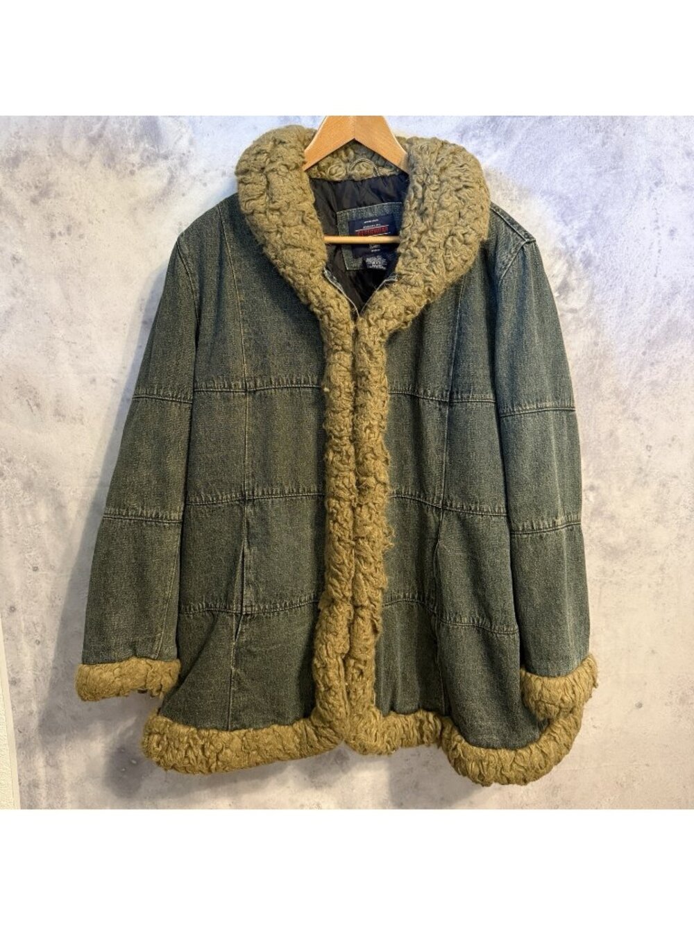 Vintage Penny Lane Outerwear Coat Womens 2X Blue Faux Fur Faded Glory